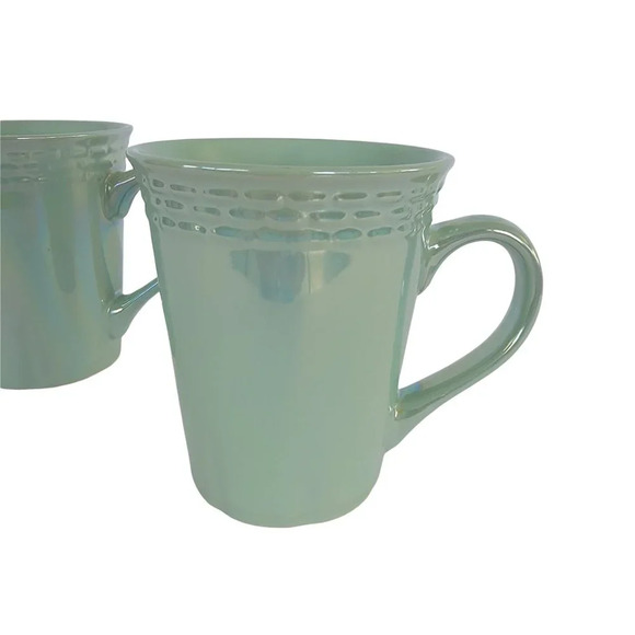 Belle Maison Iridescent Mint Green Mugs Set of 2 - Picture 4 of 11